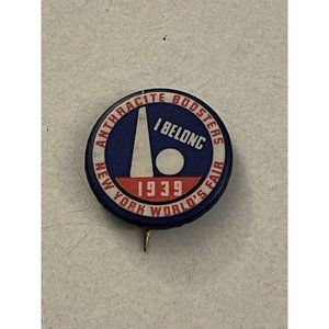 Vintage New York World’s Fair 1939 I Belong Pin Button Pinback PB5
